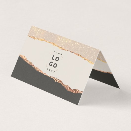 Rose Gold Glitter & Black Modern Gift Certificate Kaart (Achterkant)