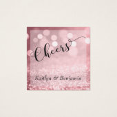Rose Gold Glitter Bokeh & Typography Drink Tickets Vierkante Visitekaartjes (Achterkant)