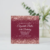 Rose Gold Glitter Burgundy 80th Birthday Kaart (Staand voorkant)