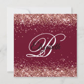 Rose Gold Glitter Burgundy 80th Birthday Kaart (Achterkant)