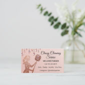 Rose Gold Glitter Classy Cleaning Services Visitekaartje (Staand voorkant)
