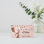 Rose Gold Glitter Classy Cleaning Services Visitekaartje (Staand voorkant)