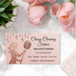 Rose Gold Glitter Classy Cleaning Services Visitekaartje