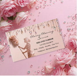 Rose Gold Glitter Classy Cleaning Services Visitekaartje