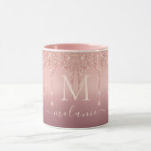 Rose Gold Glitter Coffee Mug Your Name and Letter Mok (Midden)