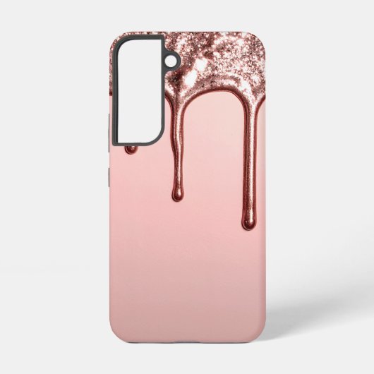 Rose Gold Glitter Drip – Glam Metallic Samsung Galaxy Hoesje (Achterkant)