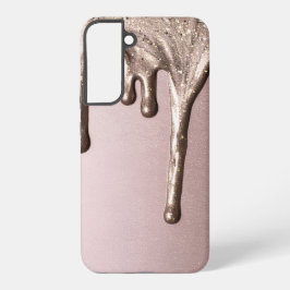 Rose Gold Glitter Drip – Glam Metallic Samsung Galaxy Hoesje