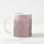 Rose gold glitter drips caffe latte name sparkle koffiemok (Links)