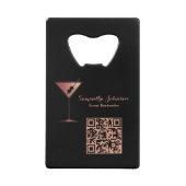 Rose Gold Glitter Event Bartender QR Code Creditkaart Flessenopener (Voorkant)