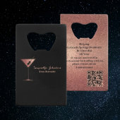 Rose Gold Glitter Event Bartender QR Code Creditkaart Flessenopener