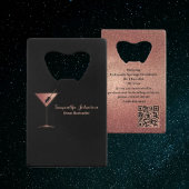Rose Gold Glitter Event Bartender QR Code Creditkaart Flessenopener