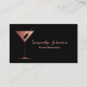 Rose Gold Glitter Event Bartender QR Code Visitekaartje (Voorkant)