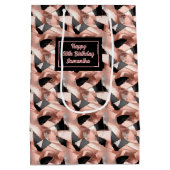 Rose Gold Glitter Gift Bag Lux Birthday Keepsake Medium Cadeauzakje (Achterkant)