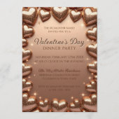 Rose Gold Glitter Hearts Valentine's Day Party Kaart (Voorkant)