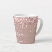 Rose Gold Glitter Latte Mug - Custom Text Name Latte Mok (Rechterhoek)