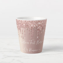 Rose Gold Glitter Latte Mug - Custom Text Name