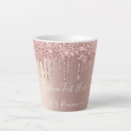 Rose Gold Glitter Latte Mug - Custom Text Name Latte Mok