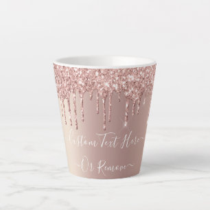 Rose Gold Glitter Latte Mug - Custom Text Name Latte Mok