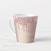 Rose Gold Glitter Latte Mug - Custom Text Name Mok (Linkerhoek)