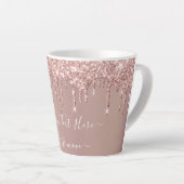 Rose Gold Glitter Latte Mug - Custom Text Name Mok (Rechterhoek)