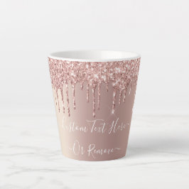 Rose Gold Glitter Latte Mug - Custom Text Name Mok