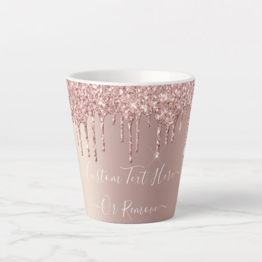 Rose Gold Glitter Latte Mug - Custom Text Name Mok (Voorkant)