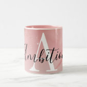 Rose Gold Glitter Monogram Mug – Personalized Name Tweekleurige Koffiemok (Center)