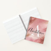 Rose Gold Glitter Monogram Notebook – Personalized Notitieboek (Binnen)