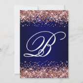 Rose Gold Glitter Navy Blue Ombre Baby Shower Kaart (Achterkant)