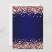 Rose Gold Glitter Navy Blue Ombre Christmas Party Kaart (Achterkant)