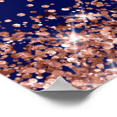 Rose Gold Glitter Navy Bridal Shower Welcome Poster (Hoek)