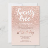 Rose gold glitter ombre script chic 21st Birthday Kaart (Voorkant)