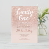 Rose gold glitter ombre script chic 21st Birthday Kaart (Staand voorkant)