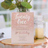 Rose gold glitter ombre script chic 21st Birthday Kaart