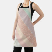 Rose Gold Glitter Pastel Marble Diagonal Stripes Schort (Insitu)