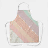 Rose Gold Glitter Pastel Marble Diagonal Stripes Schort (Voorkant)