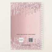 Rose gold glitter pink floral monogram 2023 planner (Achterkant)