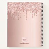 Rose gold glitter pink monogram script diary notitieboek (Achterkant)