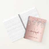 Rose gold glitter pink silver monogram diary notitieboek (Binnen)