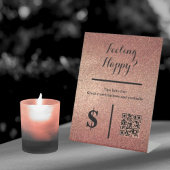 Rose Gold Glitter QR Code Event Bartenter Reclamebord Met Voetstuk