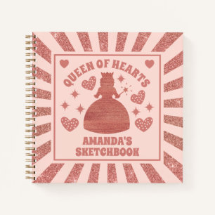 Rose Gold Glitter Queen Of Hearts Kids Sketchbook Notitieboek