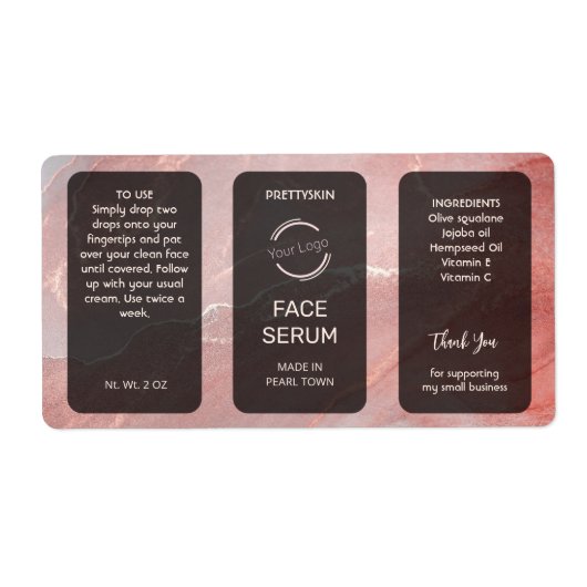 Rose Gold Glitter Serum Etiket (Voorkant)