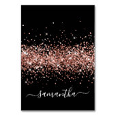 Rose Gold Glitter Signature Name Black Place Cards Kaart (Voorkant)
