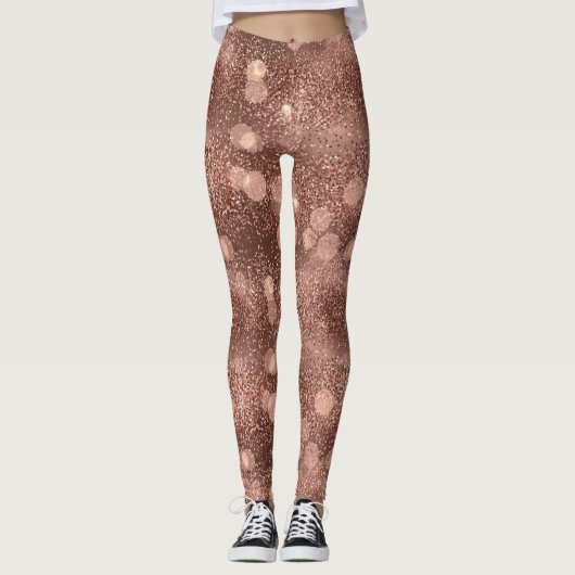 Rose Gold Glitter Sparkle Luxury Pattern Leggings (Voorkant)