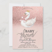 Rose Gold Glitter,Swan Bow Crown Baby Shower  Kaart (Voorkant)