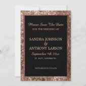 Rose Gold Glitter Wedding Save The Date (Voorkant)