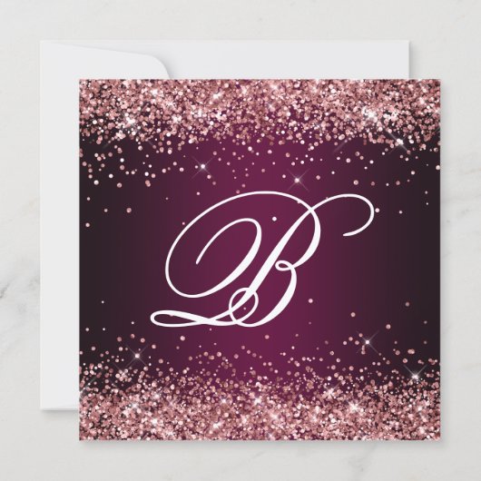 Rose Gold Glitter Wine Dark Ombre 60th Birthday Kaart (Achterkant)