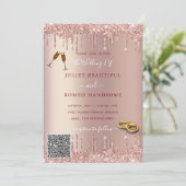 Rose Gold Glitter Your QR Code Wedding Invitation (Staand voorkant)
