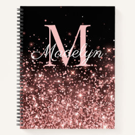 Rose Gold Glitters monogram naam Notitieboek