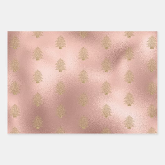 Rose Gold Glitzy Glitter Christmas Tree    Inpakpapier Vel (Voorkant)